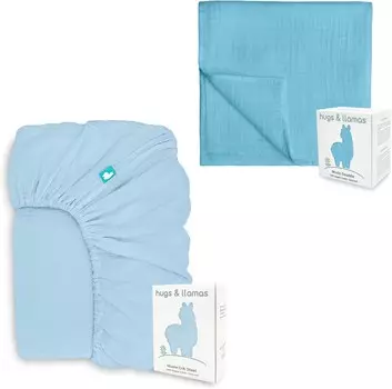 Муслиновая простыня на подкладке из 100% органического хлопка и пеленальные одеяла из муслина из 100% органического хлопка hugs & llamas