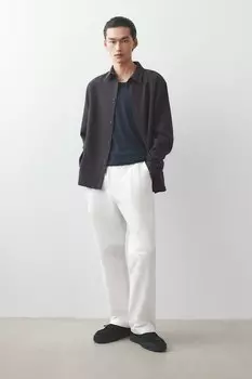 Муслиновая рубашка классического кроя H&M, фиолетовый