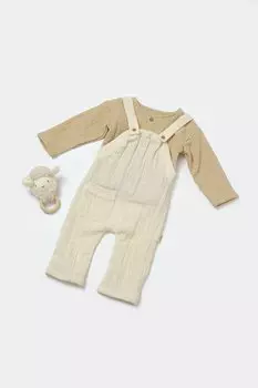 Муслиновая рубашка с длинными рукавами и комплект из салопета BabyCosy Organic Wear, камень
