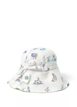 Муслиновая шапочка для мальчика с узором в виде лапина Deux Lapins, синий