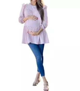 Муслиновая туника с оборками светло-лилового цвета Liv Maternity