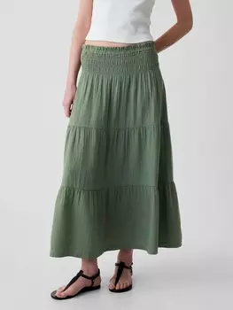 Муслиновая юбка макси Gap, зеленый
