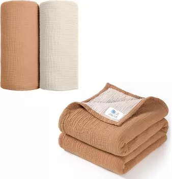 Муслиновое детское одеяло Lulu Moon и муслиновое пеленальное одеяло (карамель) lulumoon, Caramel