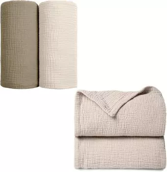 Муслиновое детское одеяло Lulu Moon и муслиновое пеленальное одеяло (оливковый + слоновая кость) lulumoon