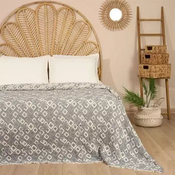 Муслиновое двуспальное покрывало Evidea Soft Quadrum - Серый - 200x220 см