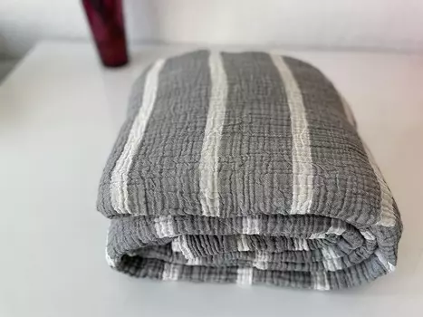 Муслиновое одеяло из 100% хлопка, 4-слойное покрывало, мягкое турецкое хлопковое муслиновое покрывало, двустороннее покрывало, антрацитово-серый (две наволочки 20x30) DEKADRON