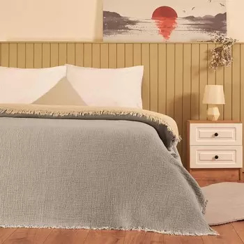 Муслиновое односпальное покрывало Nuvomon - Антрацит