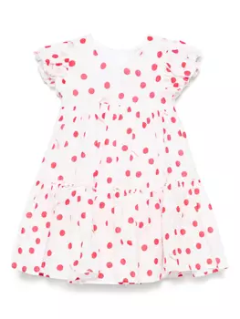 Муслиновое платье Monnalisa в горошек, белый