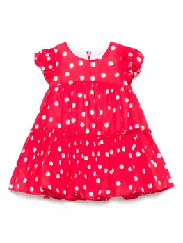 Муслиновое платье Monnalisa в горошек, красный