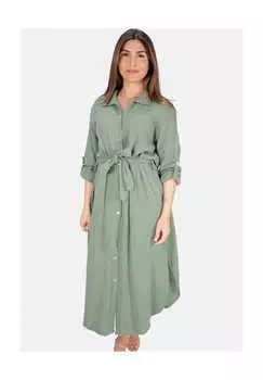 Муслиновое платье муслиновое платье виктория виктория с застежкой на пуговицы и поясом из 100% хлопка Seasons Of April, хаки