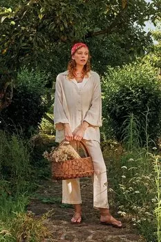 Муслиновые брюки цвета экрю Manuka