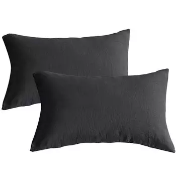 ["Муслиновые наволочки 40х80 см из 100% хлопка - фантастически мягкий комплект из 2 штук"] KEAYOO, черный