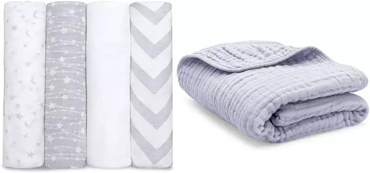 Муслиновые пеленки Comfy Cubs и муслиновое одеяло для малышей в комплекте