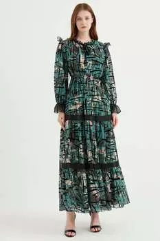 Муслиновый халат с мотивами Herita, зеленый