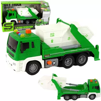 Мусоровоз со звуками автоподсветки контейнера Qulki