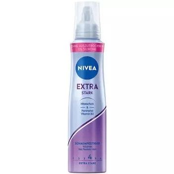 Мусс для волос Extra Strong 150 мл с термозащитой, пантенолом и витамином B3 Nivea
