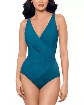 Must Have Oceanus Ruched One Piece Swimsuit Miraclesuit, синий