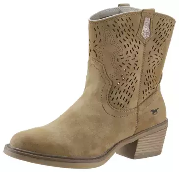 Mustang Shoes Западные ботильоны, ковбойские ботильоны, ботинки со сложной перфорацией на голенище, коричневый