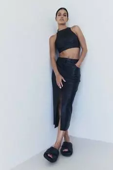 МУУВ. кожаная юбка Muuv., черный