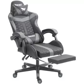 MUWO "FusionX" Игровое кресло для киберспорта с подставкой для ног серое