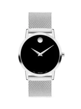 Музейные классические часы из нержавеющей стали Movado, серебряный