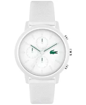 Мужчины. L 12.12. Часы Chrono Белый силиконовый ремешок 43 мм Lacoste