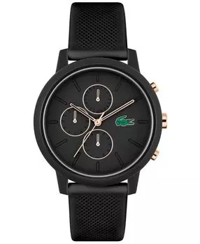 Мужчины. L 12.12. Часы Chrono, черный силиконовый ремешок, 43 мм Lacoste