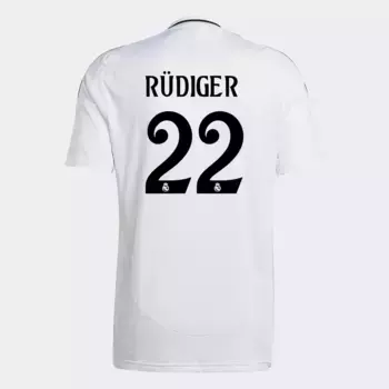 Мужская 1-я форма Реал Мадрид CF 2024-2025 Rdiger 22 Adidas футболка, белый