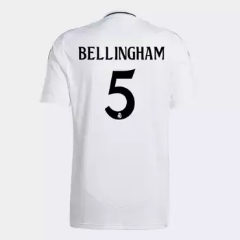 Мужская 1-я форма Реал Мадрид CF 2024-2025 Bellingham 5 Adidas футболка, белый