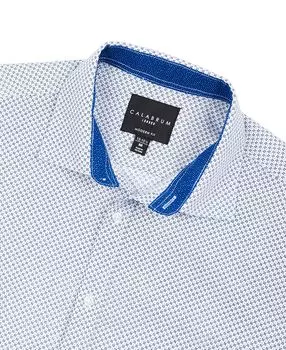 Мужская аккуратная классическая мини-рубашка стандартного кроя без утюга стрейч Calabrum, синий