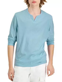 Мужская экологически чистая футболка с разрезом на шее INC, цвет Goblin Blue