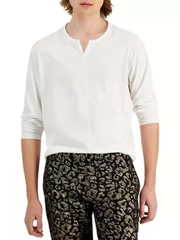 Мужская экологически чистая футболка с разрезом на шее INC, цвет Stucco Grey