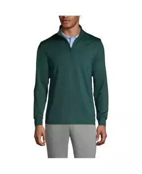 Мужская активная толстовка-полузип с высокими характеристиками Lands' End, зеленый