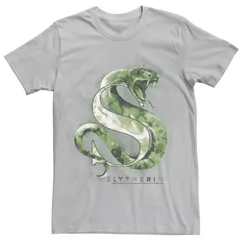 Мужская акварельная футболка Harry Potter Slytherin House Licensed Character, серебристый