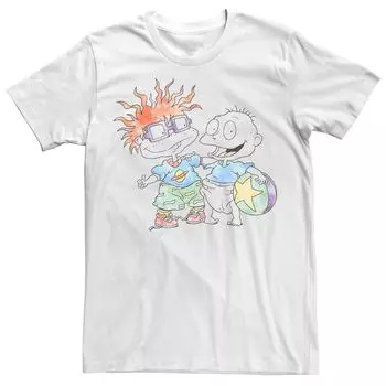 Мужская акварельная футболка Nickelodeon Rugrats Tommy And Chuckie Best Friends Licensed Character