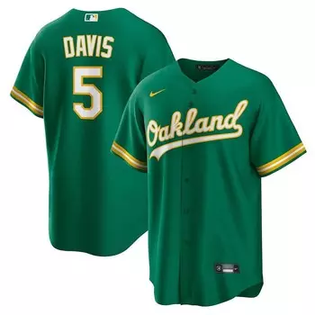 Мужская альтернативная копия джерси Nike JD Davis Kelly Green Oakland Athletics, цвет Oas Green