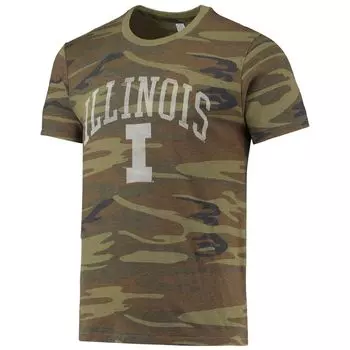 Мужская альтернативная одежда Camo Illinois Fighting Illini Arch Logo Tri-Blend футболка