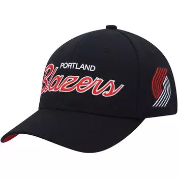 Мужская эластичная бейсболка Mitchell & Ness Black Portland Trail Blazers MVP Team Script 2.0