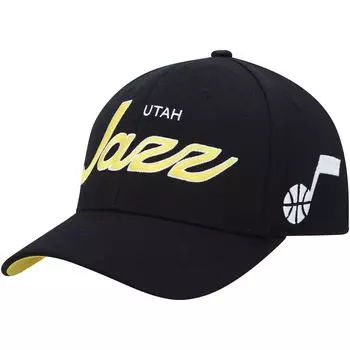 Мужская эластичная бейсболка Mitchell & Ness Black Utah Jazz MVP Team Script 2.0