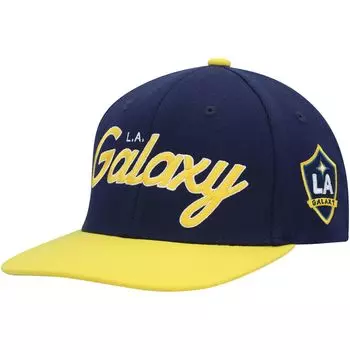 Мужская эластичная бейсболка Mitchell & Ness Navy LA Galaxy Team Script 2.0