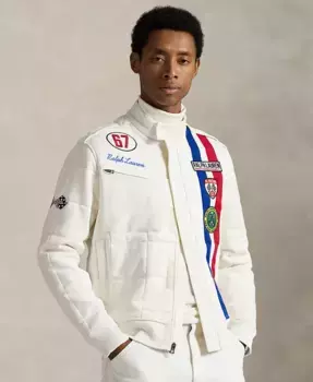 Мужская эластичная куртка из двойного трикотажа Track Jacket Polo Ralph Lauren, слоновая кость/кремовый