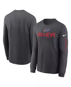 Мужская антрацитовая футболка с длинным рукавом buffalo bills team slogan Nike