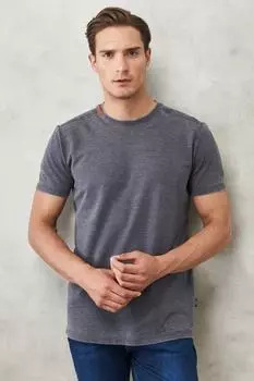 Мужская антрацитовая приталенная хлопковая футболка узкого кроя с круглым вырезом AC&Co/Altnyldz Classics AC&Co Altinyildiz Classics, серый