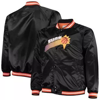 Мужская атласная куртка с длинными кнопками Mitchell & Ness Black Phoenix Suns Big & Tall Hardwood Classics реглан