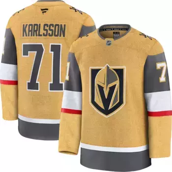 Мужская аутентичная майка премиум-класса НХЛ Vegas Golden Knights Уильяма Карлссона №65 2024-2025 гг Fanatics