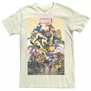 Мужская эксклюзивная футболка с изображением плаката и коллажа D23 Action Pose Marvel