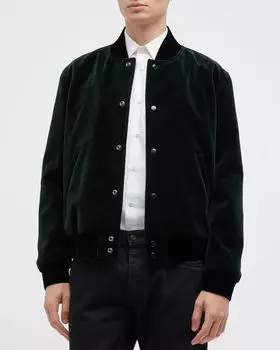 Мужская бархатная куртка Тедди с логотипом Saint Laurent, цвет Forest