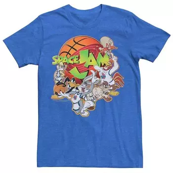 Мужская баскетбольная футболка с логотипом Looney Tunes Space Jam Group Shot Licensed Character, цвет Royal Heather