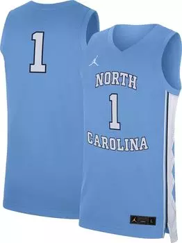 Мужская баскетбольная майка Jordan North Carolina Tar Heels #1 Carolina Blue Replica