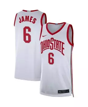 Мужская баскетбольная майка Леброна Джеймса Уайта Ohio State Buckeyes Limited Nike